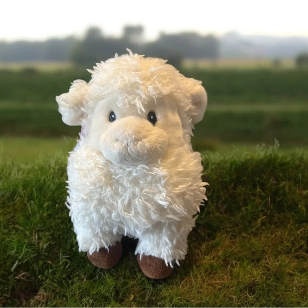 Aurora World 9” Plush White Lamb Sheep Chunky Brown Feet Embroidered Eyes Lovey